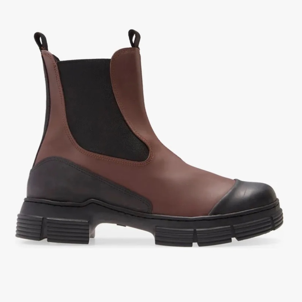 NEW Ganni Waterproof Chunky Sole Rubber City Rain Ankle Chelsea Boot size 39